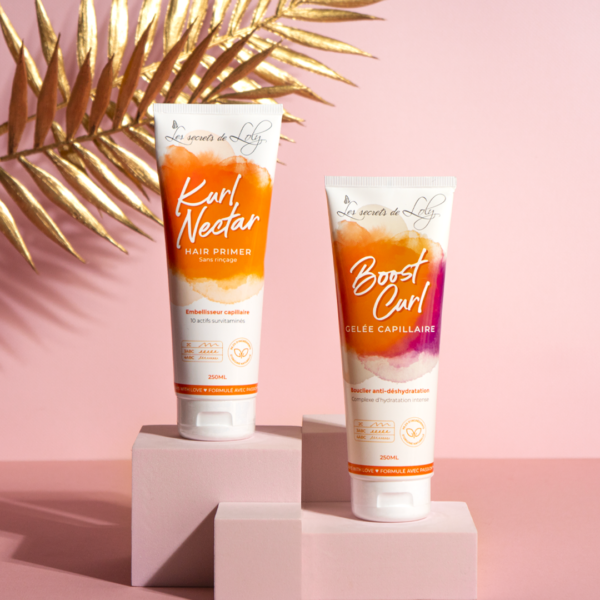 Duo crème kurl nectar et gelée boost curl définition de boucle cheveux épais déshydratées
